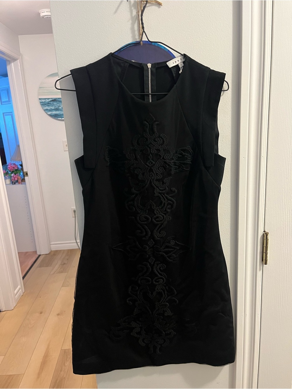 SANDRO LBD (RETAIL $550+)Black Sleeveless Embroidered Mini Dress
